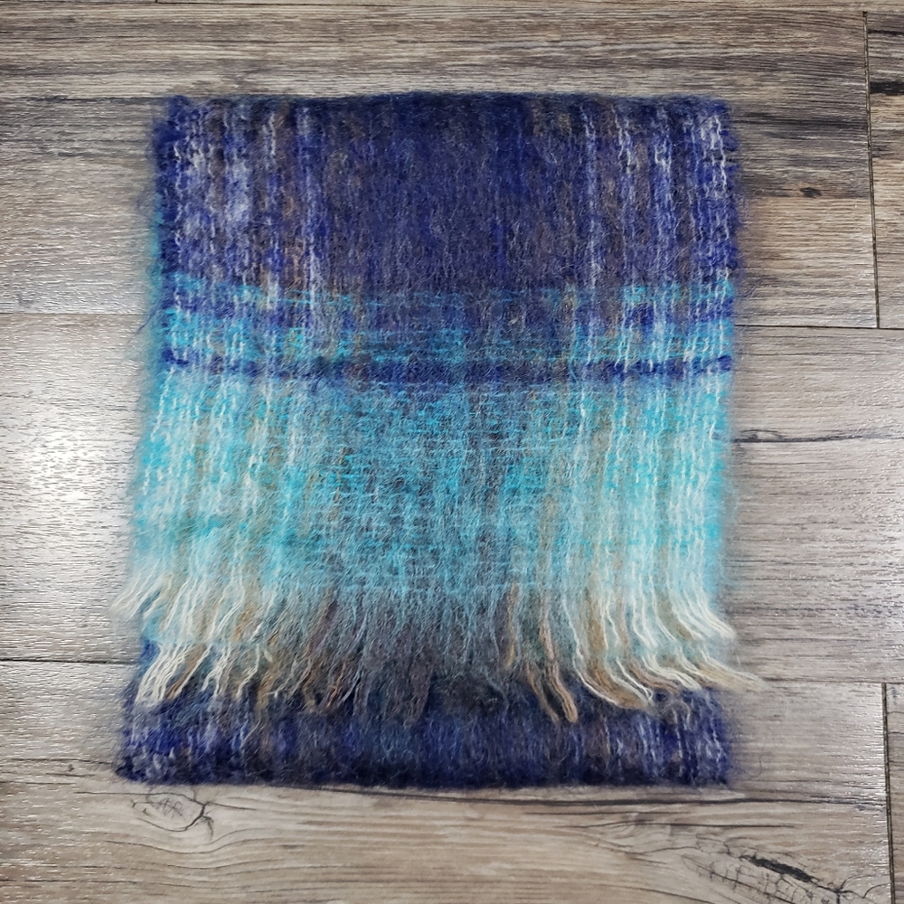 Royal Scot Mohair Wool Plaid Scarf Blue